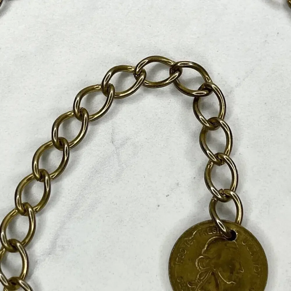 Gold Tone George Washington Coin Chain Link Belt Small (S) ✨